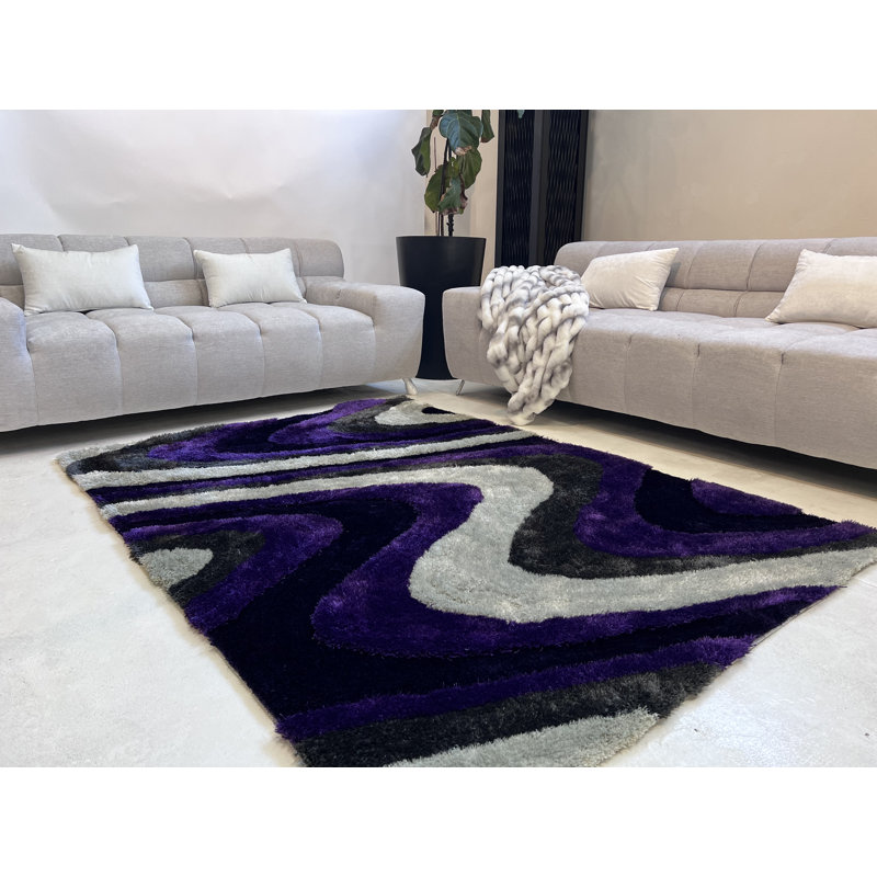 Tapis en soie touffeté à la main à motif abstrait Kriemann, 5 pi x 7 pi