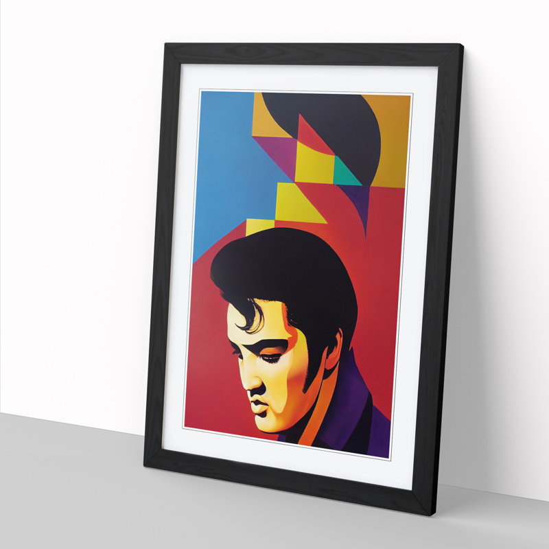 Daouda Elvis Presley Abstract - Picture Frame Print, Black, 64cm H x 46cm W x 2cm D