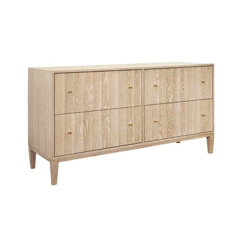Commode à quatre tiroirs avec détail cannelé, Tanné