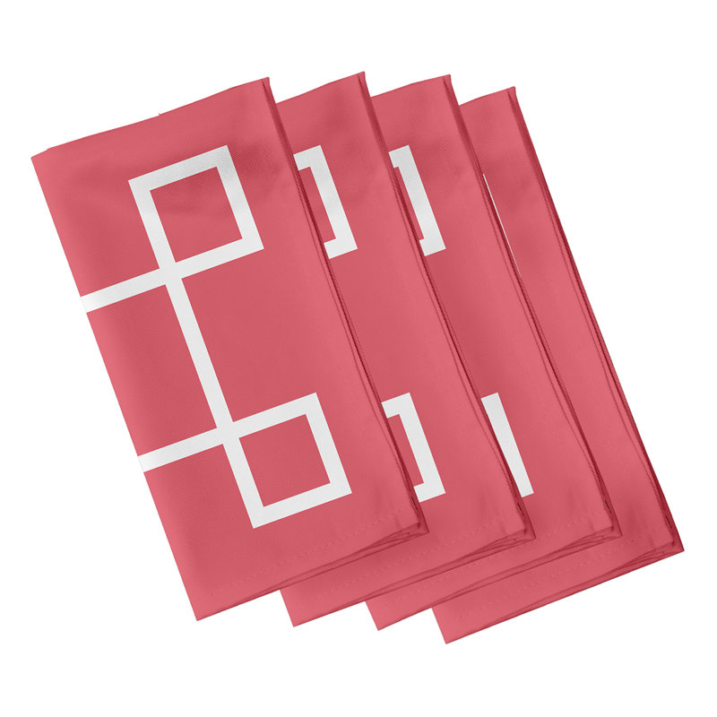 Kuse Polyester Geometric Square Napkin, 18" W x 18" L, Coral