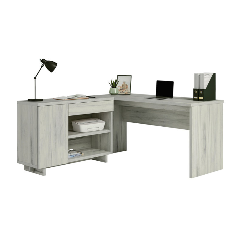 Bureau avec crédence, finition blanche