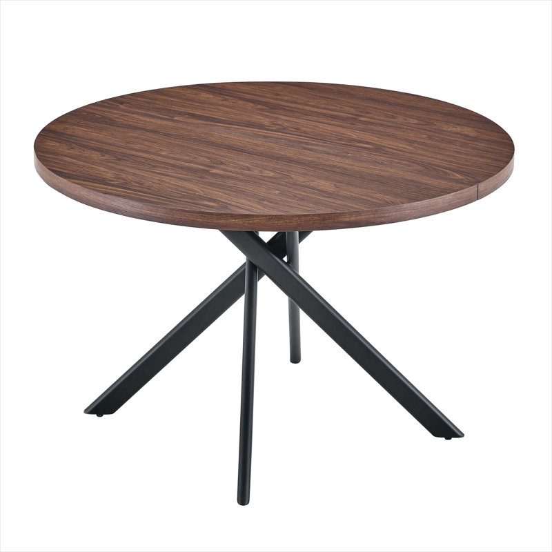 Table de salle à manger pliable ronde classique brune avec plateau épais de 1,58 pouce, 46,46 pouces, sièges 4