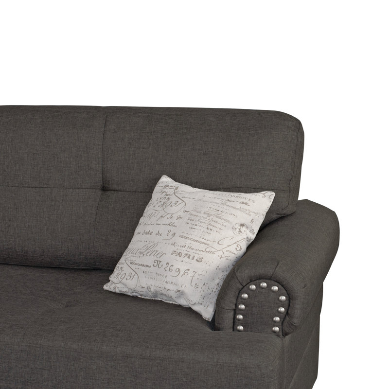 Burkhalter Upholstered L-Shaped Sectional Reversible, Ash Black