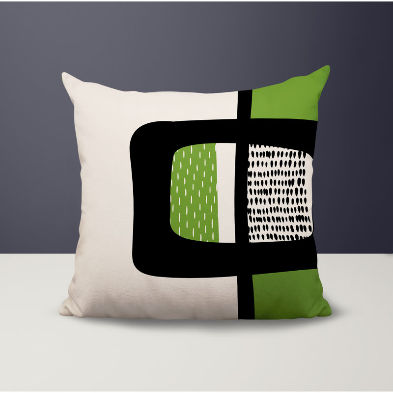 Coussin carré intérieur / extérieur pia, H 17 po x l 17 po, Chartreuse/Black/Off-White