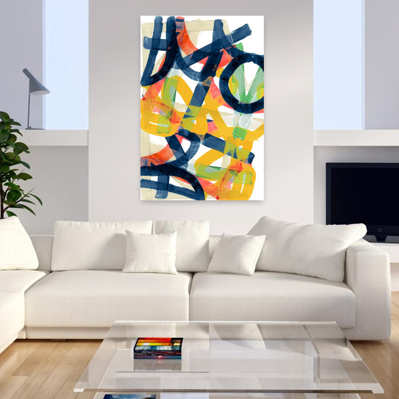 Art contemporain abstrait géométrique audacieux, H 48 po x l 32 po