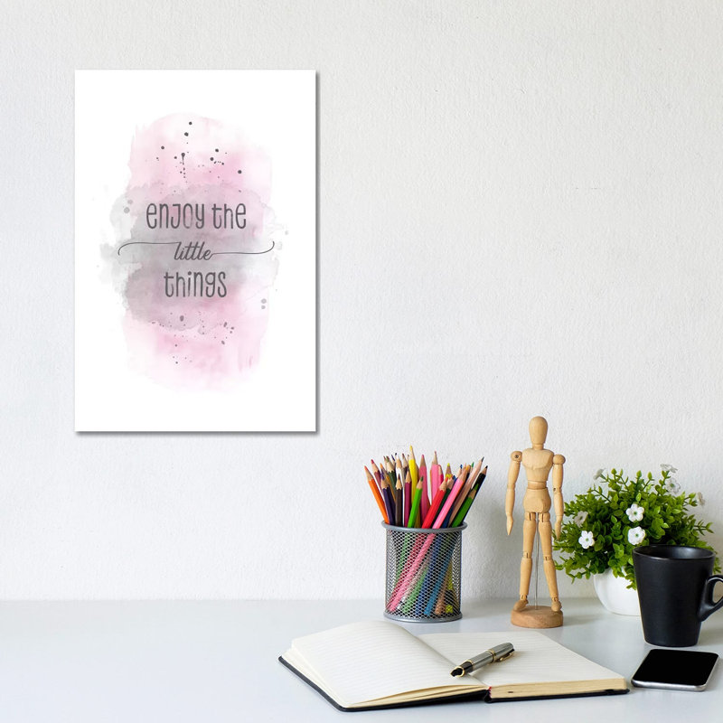 Enjoy The Little Things | Watercolor Pink by Melanie Viola - Wrapped Canvas Print, 20.32 cm H x 30.48 cm W