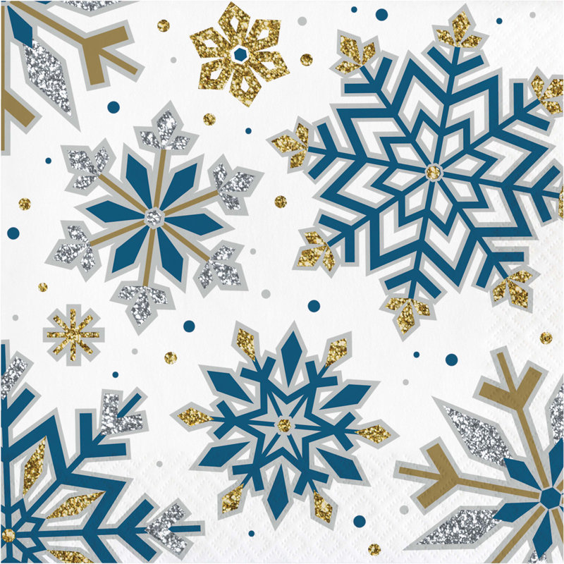 Creative Converting Whimsical Winter Christmas Dinner Paper Plates and Napkins Set, Serves 16