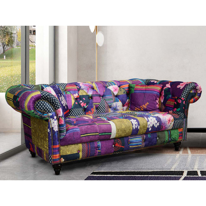 Camaury Velvet Patchwork Sofa, 2, Anna Original
