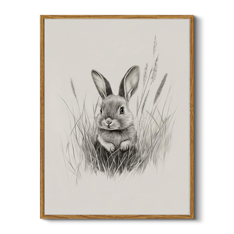 Minimalist Bunny Sketch Framed Wall Art