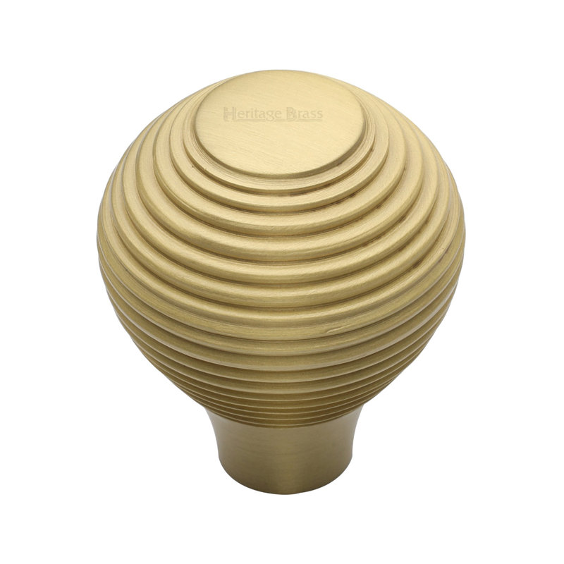 Heritage Brass Heritage Cabinet Knob Reeded Design, 3.2cm, Satin Brass
