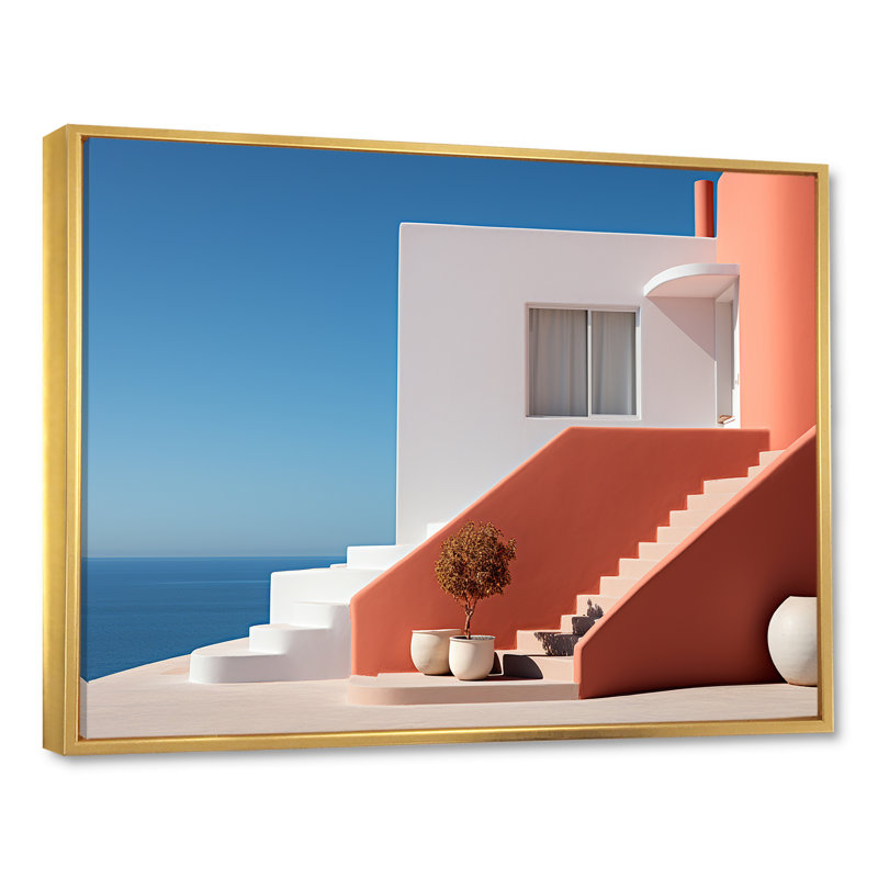 «Beach House Architecture Dream Retreat», reproduction sur toile, H 24 po x l 32 po x P 1 po, Cadre flottant doré