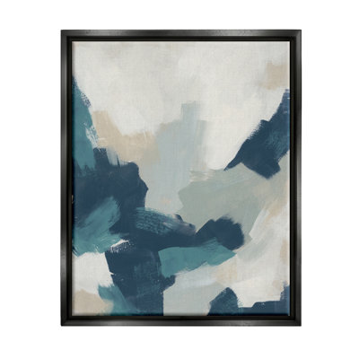 " Abstract Blue And Cream Brush Strokes " by June Erica Vess