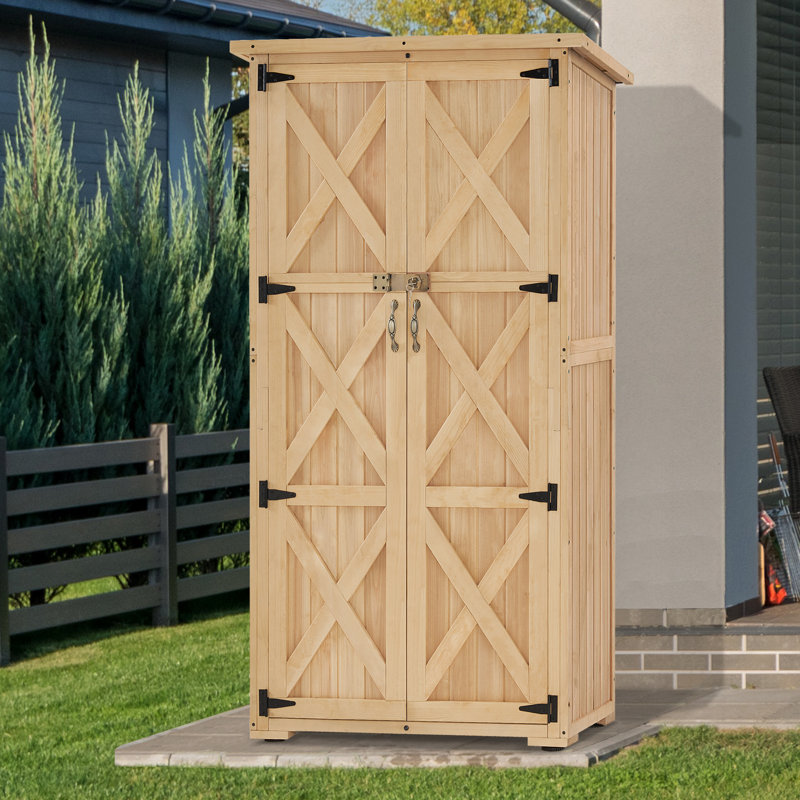 Rangement extérieur en bois, remise à outils de jardin avec serrure et portes doubles