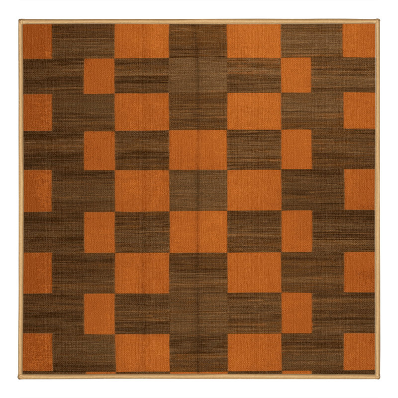 Tapis brun à carreaux lavable à la machine, Carré 4 pi
