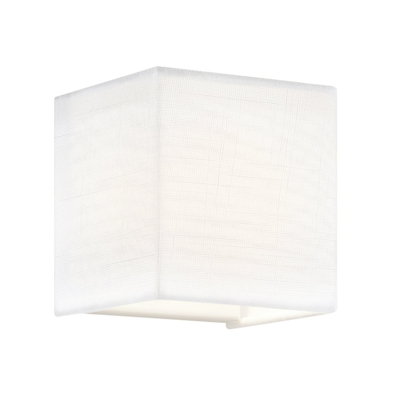 Textile - Marco LED ADA Cube Fabric Wall Sconce - White Linen, White Linen