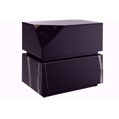 Table d'appoint noire effet miroir