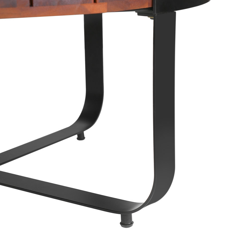Table basse d'extérieur en bois avec structure en métal thermolaqué, ton, 30,62 po de dimensions, table industrielle moderne Chic Decor, 24,12 lb, 14,07 de haut, siège complémentaire