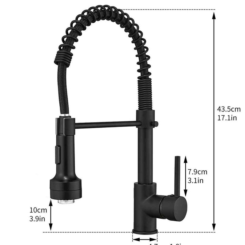 Kitchen Sink Faucet With Pull Down And Led, Black, Single Handle, Efficient Water Supply 360 Degree Swivel