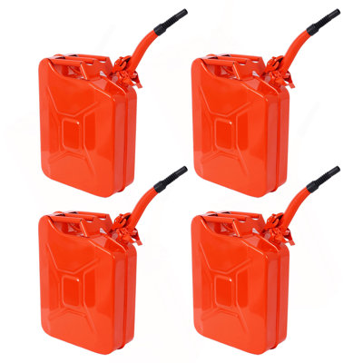 Bidon de carburant de 20 litres (5 gallons) avec bec flexible, bidons de bidon portables, réservoir de carburant en acier, carburant, voitures à essence, camions, équipement, rouge, 4 pièces / ensemble