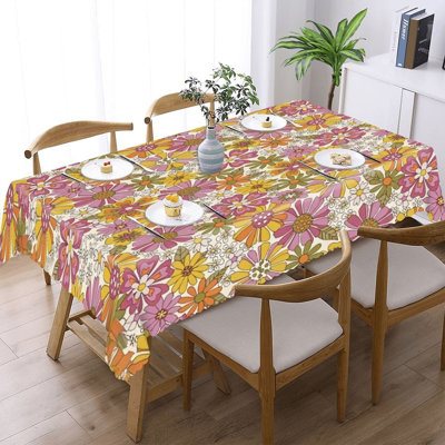 Nappe à bordure festonnée à imprimé floral rétro 60 "x 120" pour le jardin et la ferme
