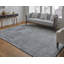 Tapis abstrait en viscose tissé à la main bleu / ivoire / gris-825376922