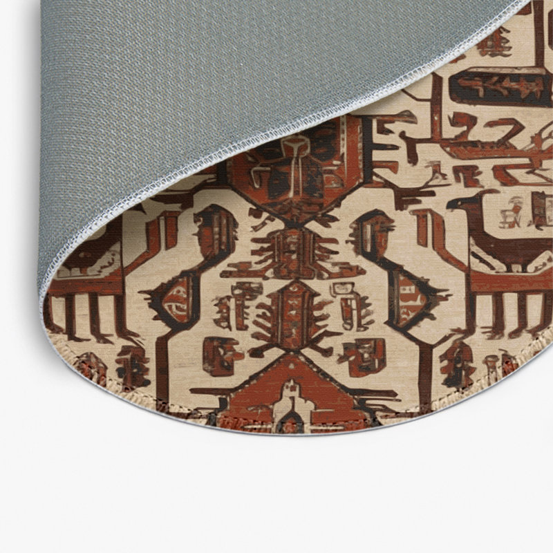 Persian Brown Indoor and Outdoor Area Rug, Round 5'