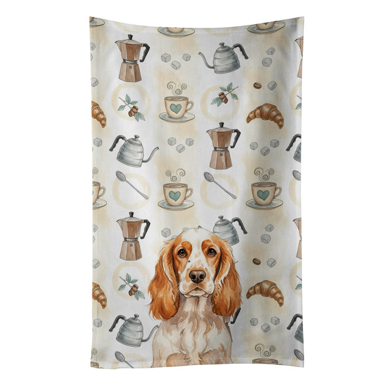 Coffee Bar Kitchen Towel, Orange Roan English Cocker Spaniel