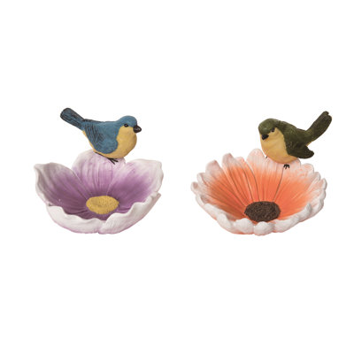  Oiseau en résine sur fleur, ensemble de 2 décorations de printemps