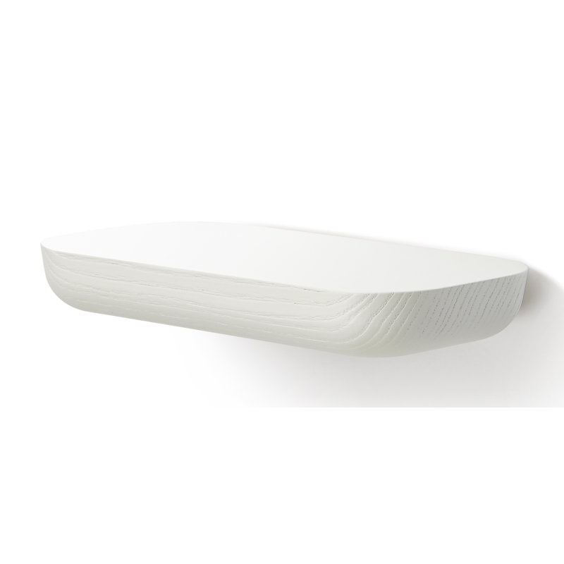 Acrocoro Ash Solid Wood Floating Shelf, 2.8cm H x 105cm W x 11cm D, White