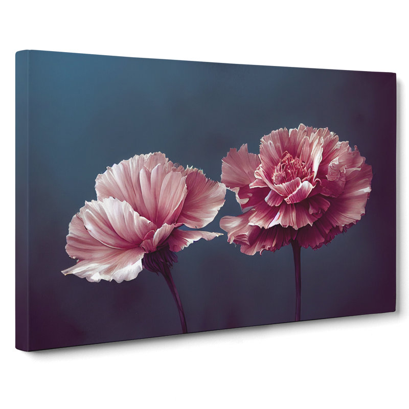 Dramatic Carnation Flowers - Wrapped Canvas, 35cm H x 50cm W x 3cm D