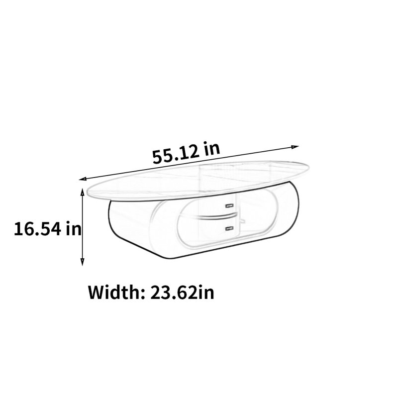 Table basse Italian Light Luxury, H 16,54 po x L 55,12 po x l 23,62 po