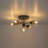 5 - Light Linear Black And Gold Sputnik Glass Globe Semi Flush Mount-33007717