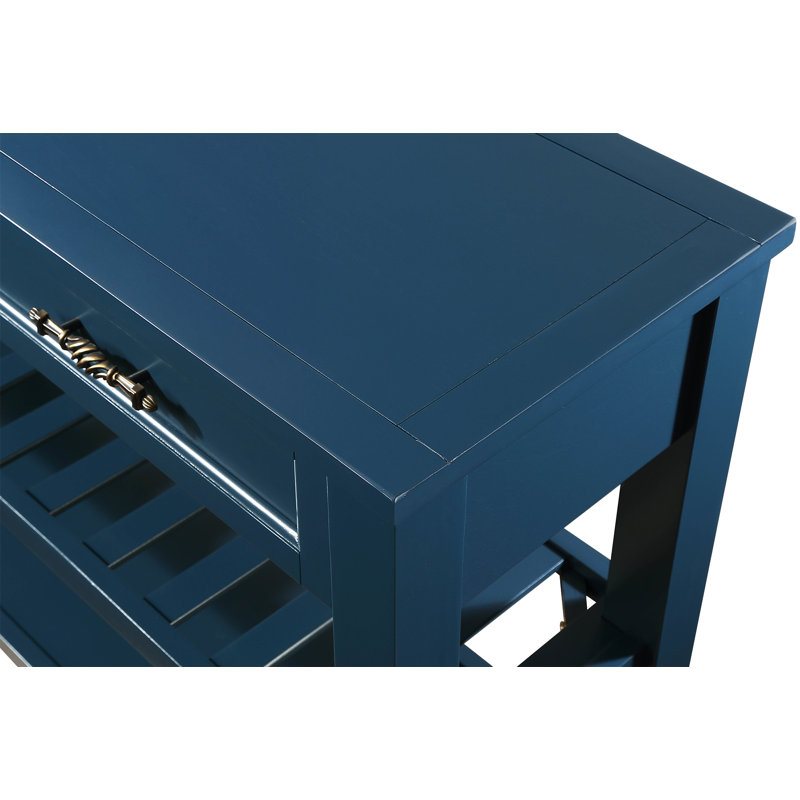 Console Sofa Table With 2 Storage Drawers And 2 Tiers Shelves, Navy Blue