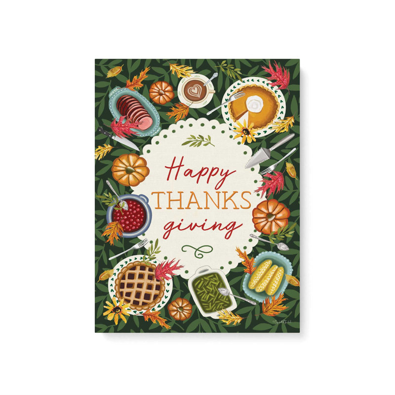«Happy Thanksgiving Table» par Elizabeth Tyndall, reproduction d'art, L 18 po x H 24 po, Ne s’applique pas, Toile tendue
