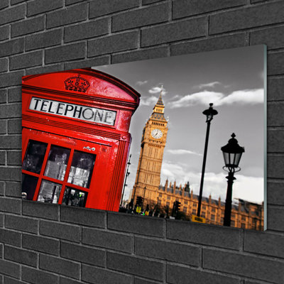 Architecture Phone Booth 1 Piece Wall Art on Glass