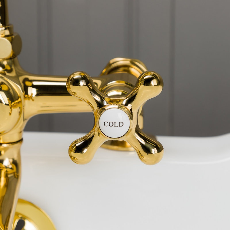 Deck Tub Spout with Diverter, Polished Brass