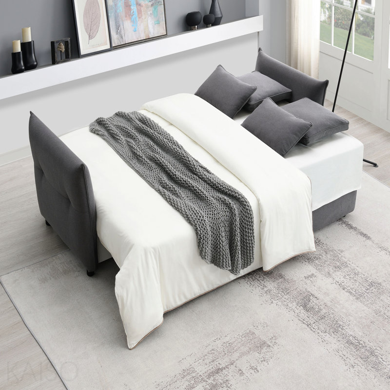 Lit gigogne escamotable en tissu avec rangement, Grey
