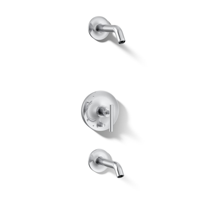 Purist Rite-Temp Bath And Shower Trim Set With Push-Button Diverter And Lever Handle, Less Showerhead, Polished Chrome