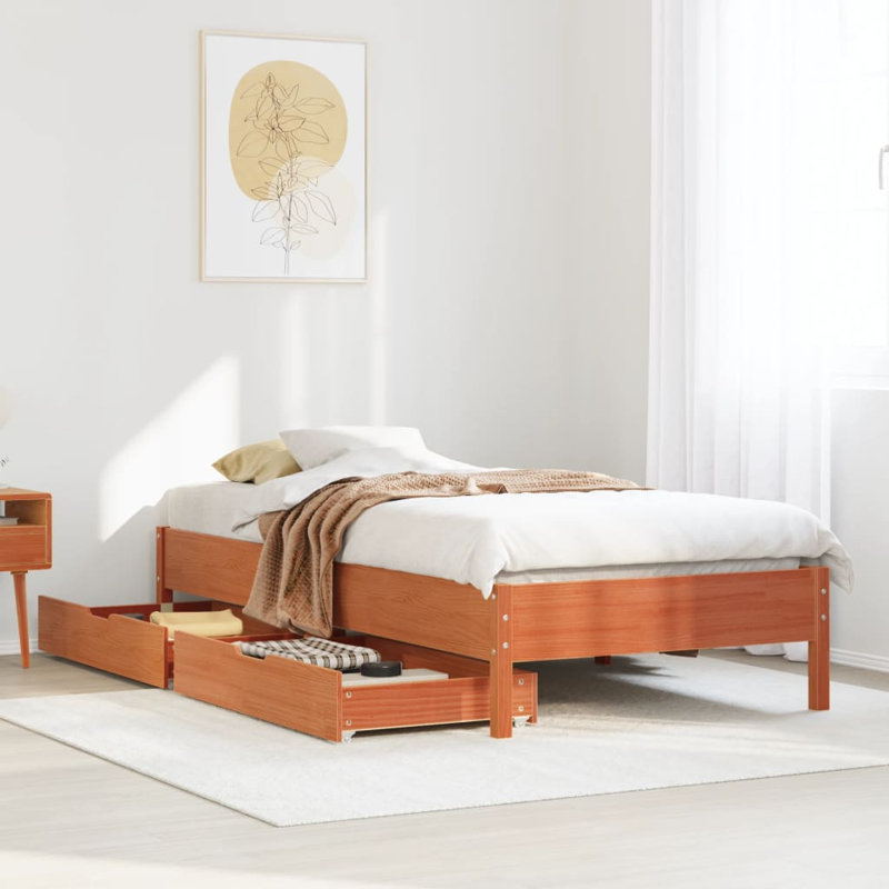 Chapelcrest Solid Wood Storage Bed, European Single (90 x 200cm), Wax Brown