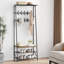 Entryway Hall Tree with Shoe Bench, Double Row Hooks, and Clothes Rail – Wood & Metal Frame, – for Entryway or Bedroom – Double Row Hook 60 Width-1881674439