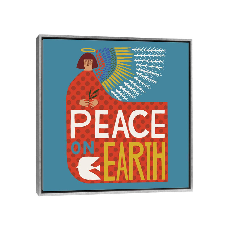 Peace Peace - reproduction d'art murale - toile encadrée, Argent argent, H 37 po x l 37 po