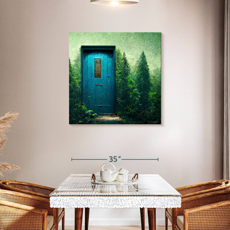 Kelan porte bleue dans le vert, H 36 po x l 36 po
