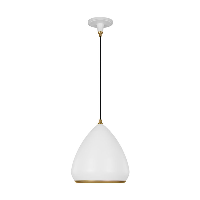 Matte White Teardrop Pendant Light with Aged Iron Shade