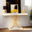 Console moderne étroite de 40 po avec base géométrique durable, canapé de vestibule polyvalent et peu encombrant pour le salon, le couloir et les coins étroits-1323596610-1323596611-1323596623