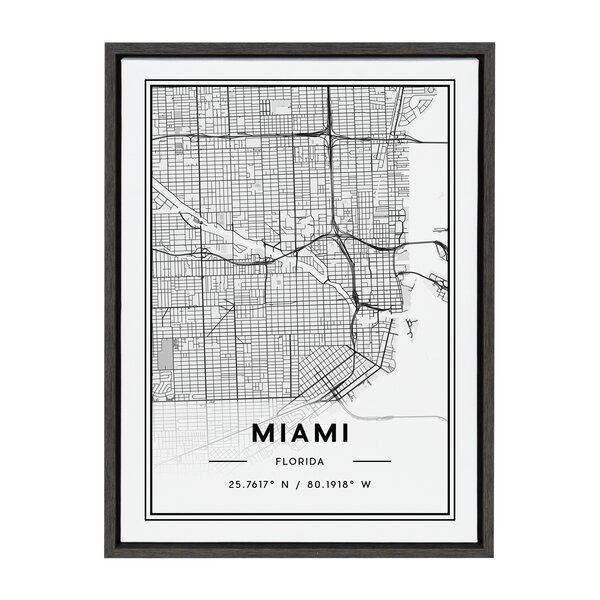 Kate and Laurel Miami Modern Map Framed On Canvas by Jake Goossen Print  Wayfair