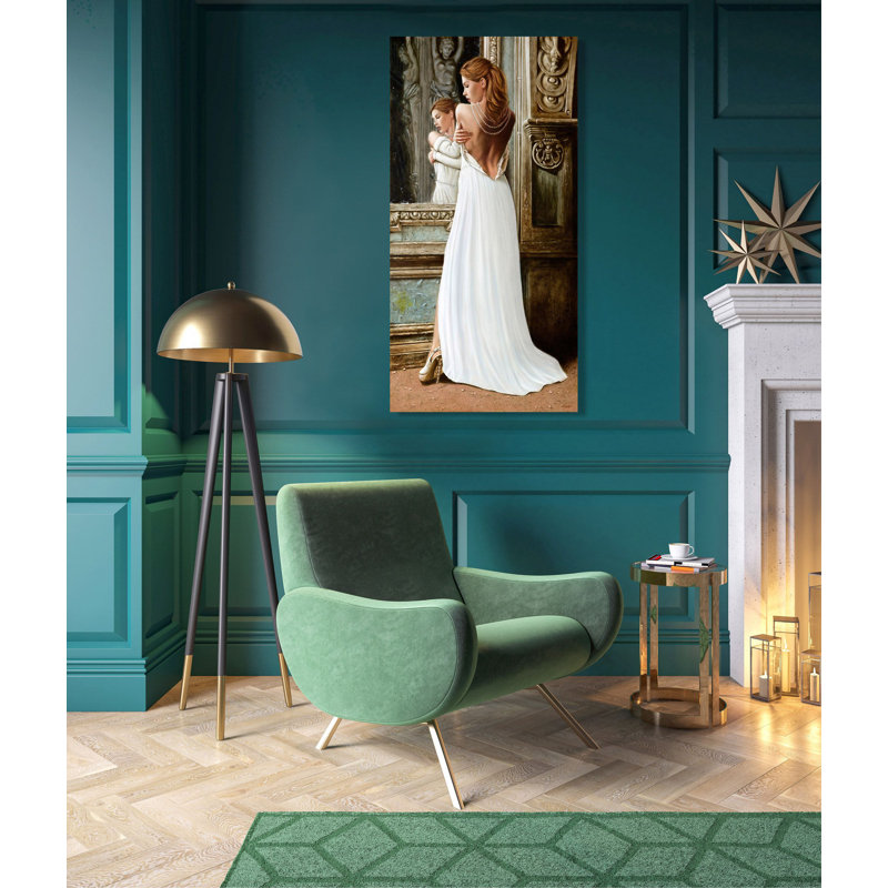 At The Mirror by John Silver - Wrapped Canvas Painting, 70cm H x 35cm W x 4cm D