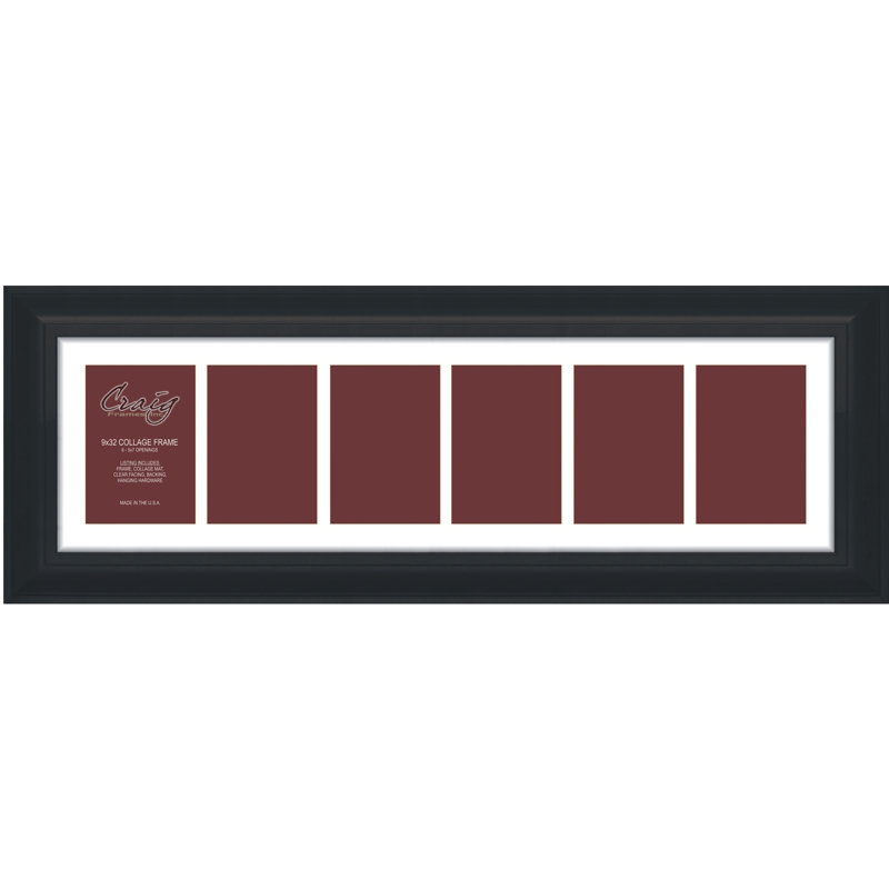 Bednarz Black Matte Picture Frame with Mat, 5" x 7", 9" x 32"