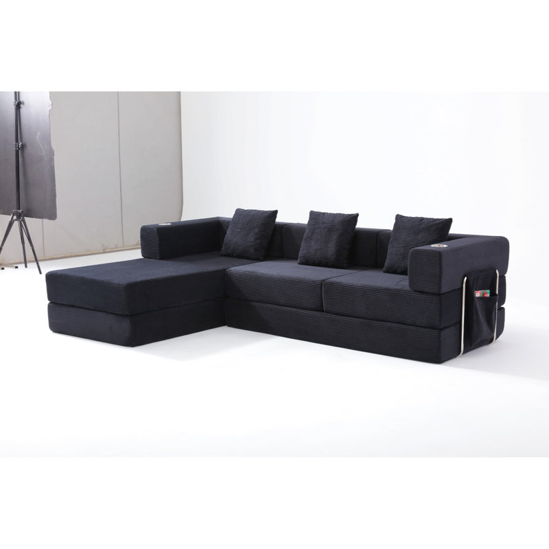 Canapé d'angle modulaire de 274 cm avec méridienne en L, canapé infonuagique sans os avec assise profonde