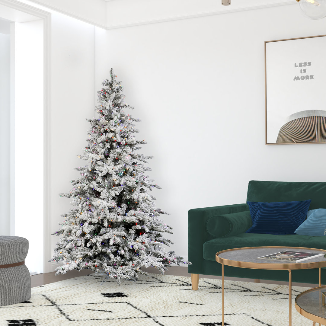 Utica Flocked Fir Artificial Christmas Tree with Multicolored Light The Holiday Aisle®