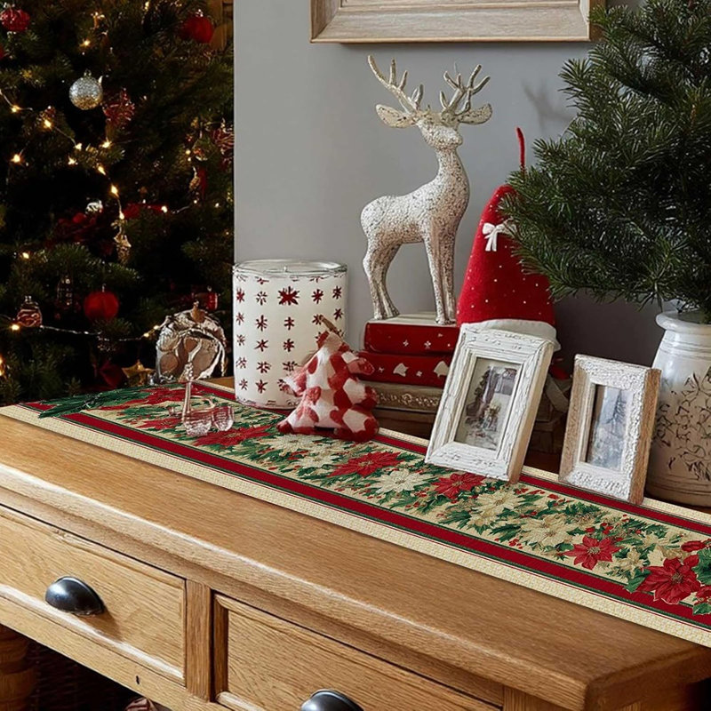 Chemin de table de Noël, décoration de table de salle à manger Holly Berry
